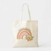 Gute Dinge kommen, boho Regenbogen Tragetasche (Vorne)