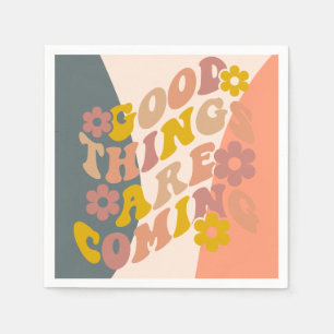 Gute Dinge kommen zu Angebot Retro 60er Design Serviette