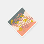 Gute Dinge kommen zu Angebot Retro 60er Design Serviette (Ecke)