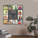 Gute Dinge passieren bei Oma's 12 Foto Graues Holz Quadratische Wanduhr<br><div class="desc">Foto Uhr für Großeltern mit 12 Ihrer Lieblingsfotos. Erstellen Sie Ihre eigene Grid-Stil Foto-Collage und fügen Sie die Enkel-Namen (2 bis 8 Namen sieht am besten aus). Das Zitat lautet: "Gute Dinge passieren bei Oma". Das Design ist in handgeschriebener und skurriler Typografie auf einem rustikalen grauen und schwarzen Holzhintergrund gezeichnet....</div>