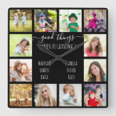 Gute Dinge passieren in Oma's 12 Foto Black Quadratische Wanduhr (Vorderseite)