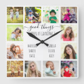 Gute Dinge passieren in Oma's 12 Foto White Quadratische Wanduhr (Vorderseite)