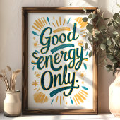Gute Energie nur Aquamarin und Gold positive Kunst Poster