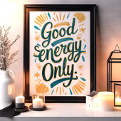 Gute Energie nur Aquamarin und Gold positive Kunst Poster