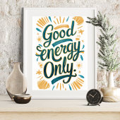 Gute Energie nur Aquamarin und Gold positive Kunst Poster