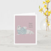 Gute Essenszeit! Niedlicher Walrourlaub/Weihnachte Karte (Gelbe Blume)