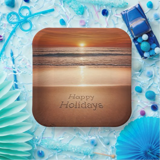 Gute Ferien am Strand Sand Pappteller (Party)