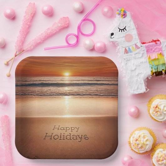 Gute Ferien am Strand Sand Pappteller (Party)