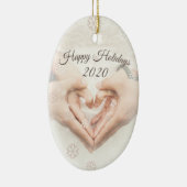 Gute Ferien & Datum. Elegantes Foto Keramik Ornament (Rechts)