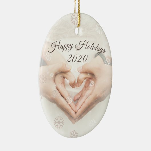 Gute Ferien & Datum. Elegantes Foto Keramik Ornament (Rechts)