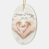 Gute Ferien & Datum. Elegantes Foto Keramik Ornament (Links)