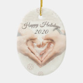 Gute Ferien & Datum. Elegantes Foto Keramik Ornament (Vorne)