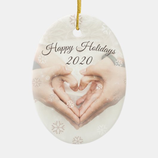 Gute Ferien & Datum. Elegantes Foto Keramik Ornament (Vorne)