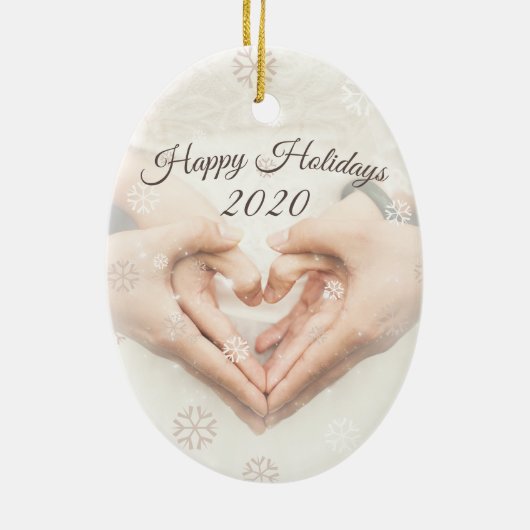 Gute Ferien & Datum. Elegantes Foto Keramik Ornament (Hinten)