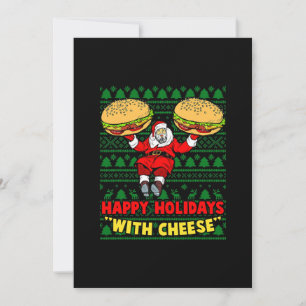Gute Ferien mit Käse. Christmas Cheeseburger Feiertagskarte