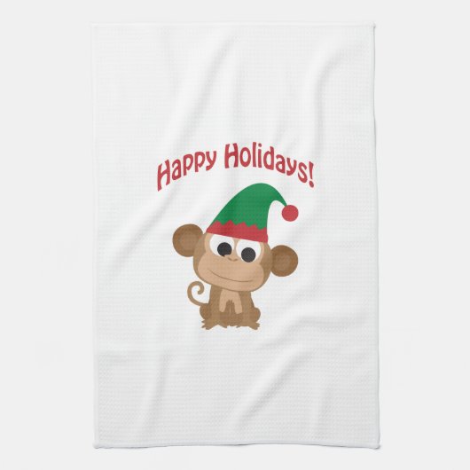 Gute Ferien! Monkey Christmas Elf Handtuch (Vertikal)