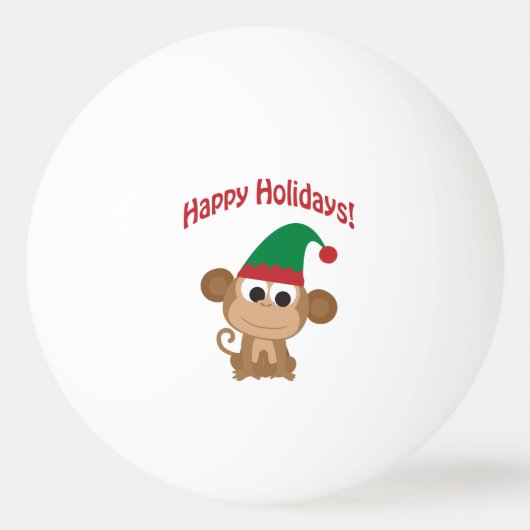 Gute Ferien! Monkey Christmas Elf Tischtennisball (Vorderseite)
