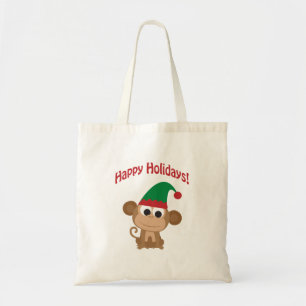 Gute Ferien! Monkey Christmas Elf Tragetasche