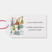 Gute Ferien! Niedliche Weihnachtsbäume mit Sternen Geschenkanhänger (Rückseite Horizontal)