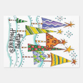 Gute Ferien! Niedliche Weihnachtsbäume mit Sternen Geschenkpapier Set (Vorderseite 3)