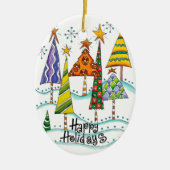 Gute Ferien! Niedliche Weihnachtsbäume mit Sternen Keramik Ornament (Vorne)