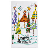 Gute Ferien! Niedliche Weihnachtsbäume mit Sternen Kleine Geschenktüte (Rückseite)