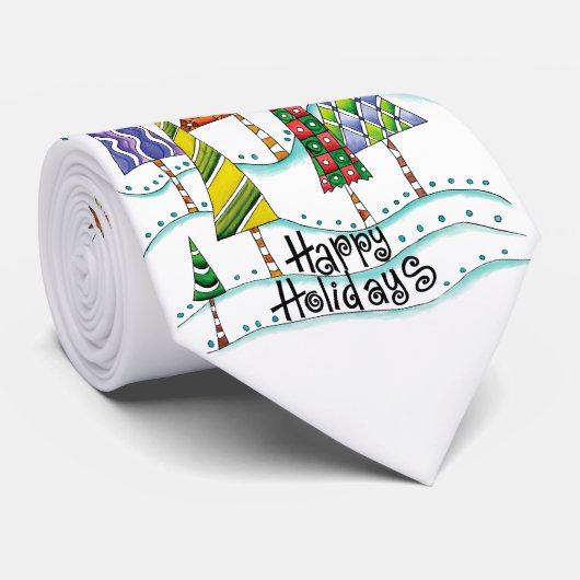 Gute Ferien! Niedliche Weihnachtsbäume mit Sternen Krawatte (Gerollt)