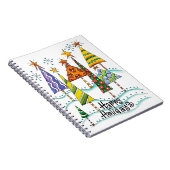 Gute Ferien! Niedliche Weihnachtsbäume mit Sternen Notizblock (Rechte Seite)