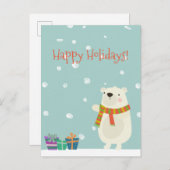 Gute Ferien! Niedlicher Eisbär Weihnachten Postkarte (Vorne/Hinten)