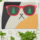 Gute Ferien! Niedlicher Santa Cat Cartoon - Weihna Geschirrtuch (Gefaltet)