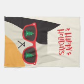 Gute Ferien! Niedlicher Santa Cat Cartoon - Weihna Geschirrtuch (Horizontal)