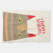 Gute Ferien! Niedlicher Santa Cat Cartoon - Weihna Geschirrtuch (Horizontal)