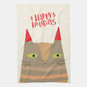 Gute Ferien! Niedlicher Santa Cat Cartoon - Weihna Geschirrtuch (Vertikal)