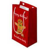 Gute Ferien! | Red Gingerbrot Mann Weihnachten Kleine Geschenktüte (Vorderseite Schrägansicht)