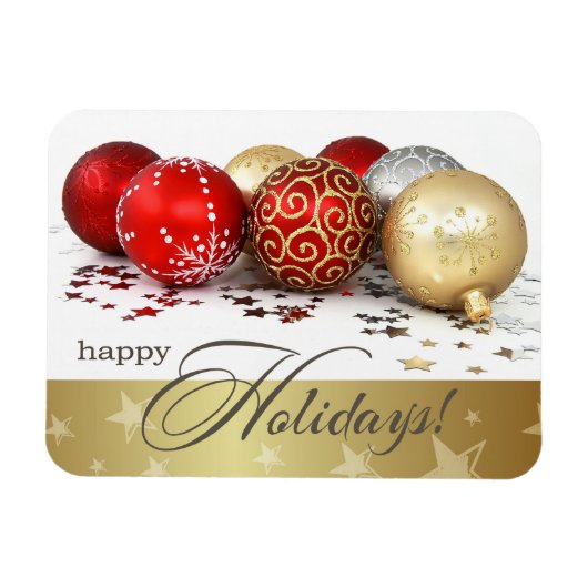 Gute Ferien. Red Gold Baubles Geschenk Magnet (Horizontal)