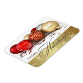 Gute Ferien. Red Gold Baubles Geschenk Magnet (Linke Seite)