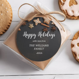 "Gute Ferien!" Rustikal, Weihnachten Runder Aufkleber