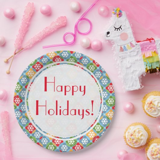Gute Ferien! Schneeflocken Pappteller (Party)
