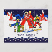 Gute Ferien. Vintage Christmas Carolers Feiertagspostkarte (Vorderseite)