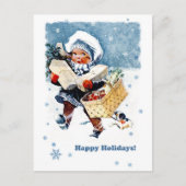 Gute Ferien. Vintage Christmas Scene Feiertagspostkarte (Vorderseite)