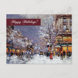 Gute Ferien. Vintage Pariser Winterlandschaft Feiertagspostkarte