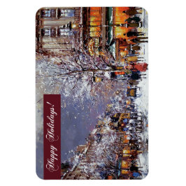 Gute Ferien. Vintage Pariser Winterlandschaft Magnet