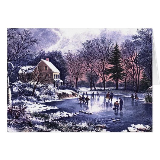 Gute Ferien. Vintage Winterskarte (Vorderseite (Horizontal))