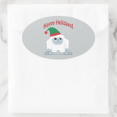 Gute Ferien! Weihnachten Yeti Ovaler Aufkleber (Tasche)