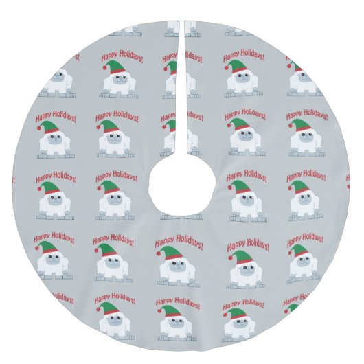 Gute Ferien! Weihnachten Yeti Polyester Weihnachtsbaumdecke (Vorderseite)
