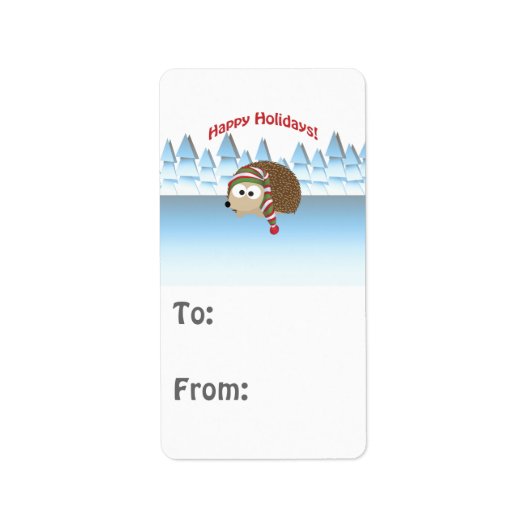 Gute Ferien! Winter Igel Adressaufkleber (Vorne)