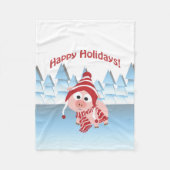 Gute Ferien! Winterschwein Fleecedecke (Vorderseite)