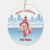 Gute Ferien! Winterschwein Keramikornament (Links)