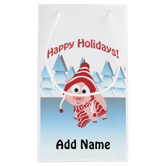 Gute Ferien! Winterschwein Kleine Geschenktüte (Rückseite)