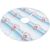 Gute Ferien! Winterschwein Polyester Weihnachtsbaumdecke (Schrägansicht)